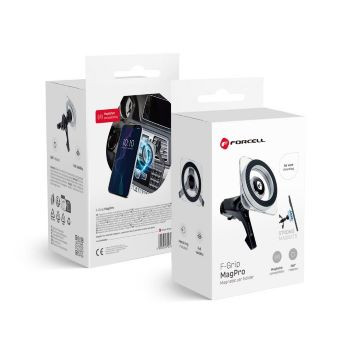 Forcell F-Grip MagPro (MagSafe Kompatibilis) Autós Tartó Szellőzőrácsra - Fekete