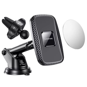 Borofone BH35 Tapadókorongos Mágneses Wireless Töltős Autós Tartó - Fekete